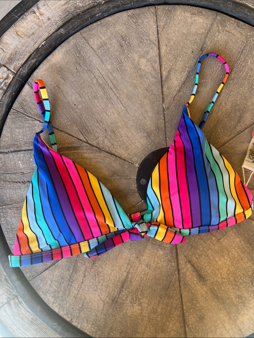 Multicolor Striped Triangle Bikini Top - Women’s Swim B24